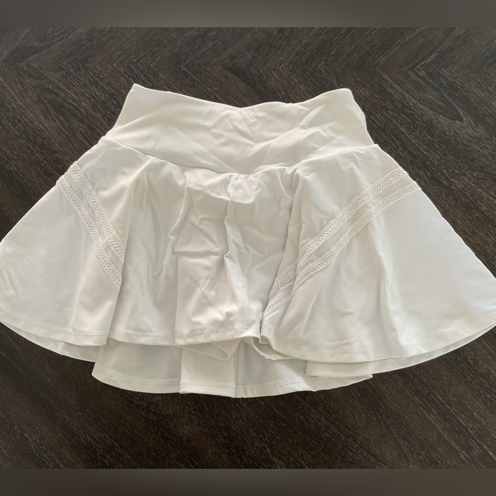 White Flared Skirt with Lace Detail